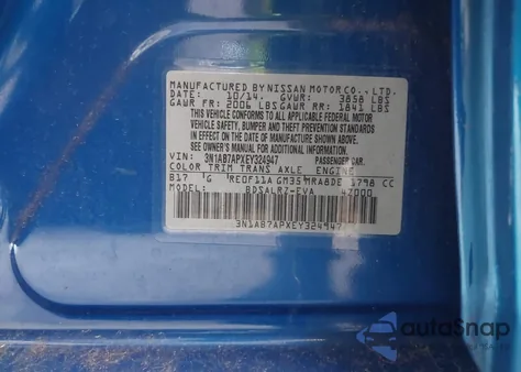 2014 Nissan Sentra Sr из США, поврежденный, VIN 3N1AB7APXEY324947